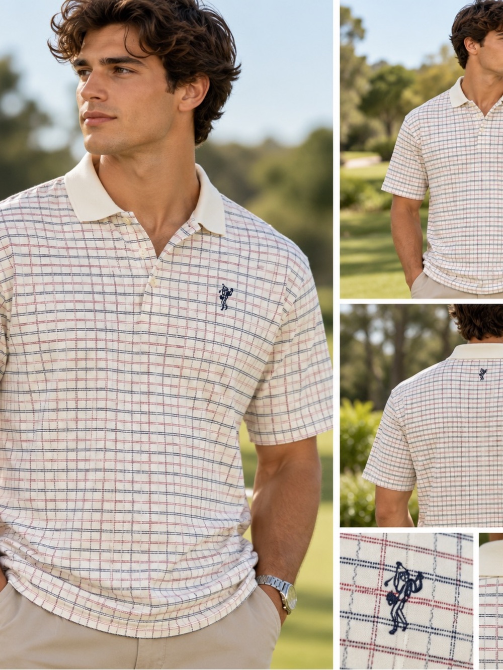 Vintage Ashworth Men’s XL Golf Polo Double Mercerized Cotton Plaid Check Y2K